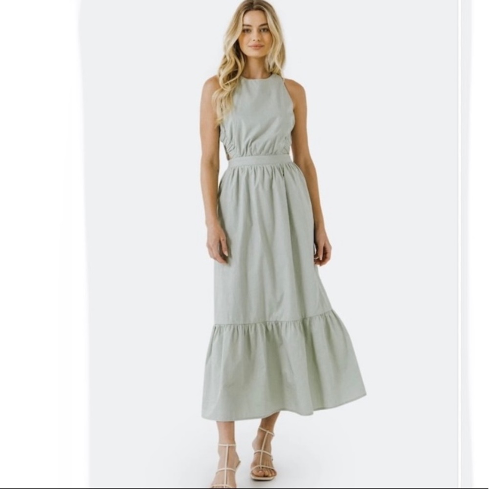 English Factory Cutout Midi Dress | in green & backless